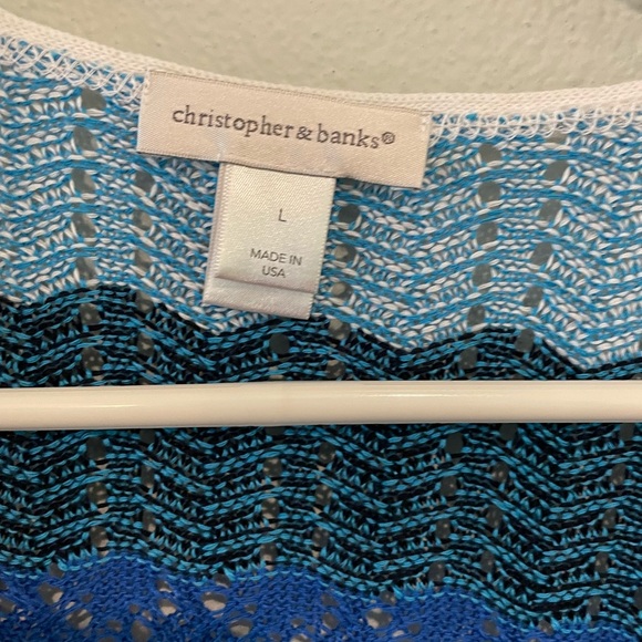 Christopher Banks striped Open Cardigan in Shades of Blues Size L - Picture 3 of 5